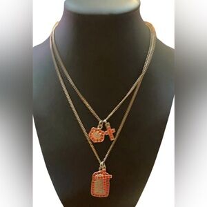 Signed SiSi Amber Charm Necklace #9077 💎